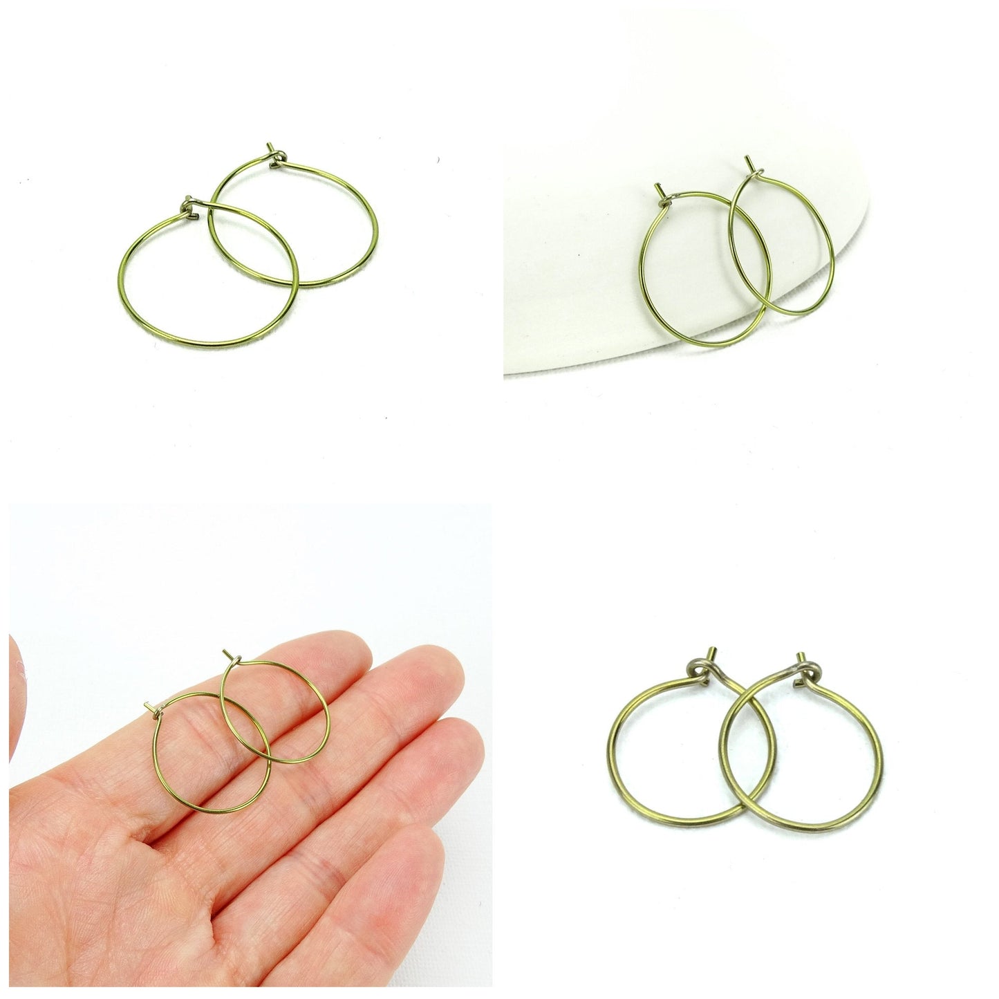 Niobium Medium Gold Hoop Earrings, Yellow Gold Color Niobium Hoops for Sensitive Ears, Nickel Free Hypoallergenic Jewelry