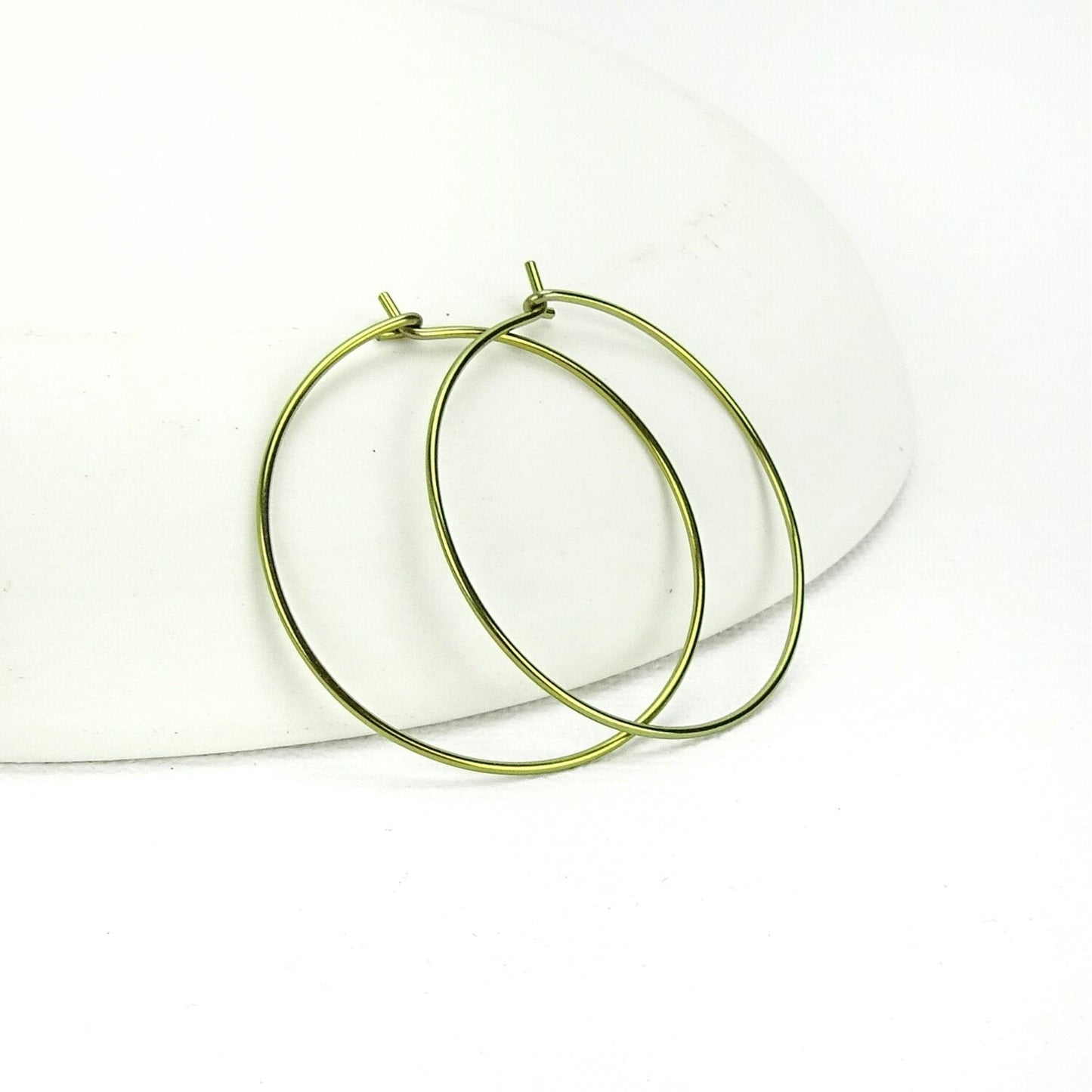 Niobium Hoop Earrings Gold Large, Yellow Gold Color Niobium Hoops for Sensitive Ears, Nickel Free Hypoallergenic Jewelry, Niobium Earrings