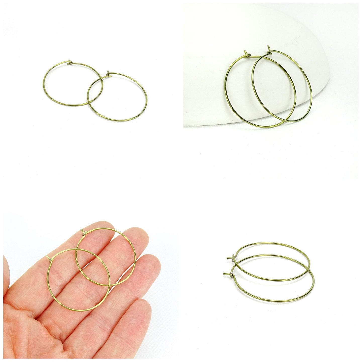 Niobium Hoop Earrings Gold Large, Yellow Gold Color Niobium Hoops for Sensitive Ears, Nickel Free Hypoallergenic Jewelry, Niobium Earrings