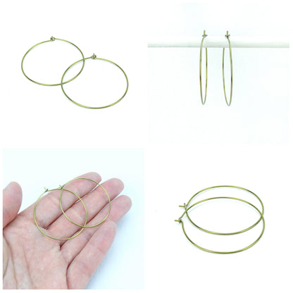 Niobium Hoop Earrings Gold Extra Large Niobium Hoops, No Nickel Hypoallergenic Hoops For Sensitive Ears, Nickel Free 1.5 Inch Hoop Earrings