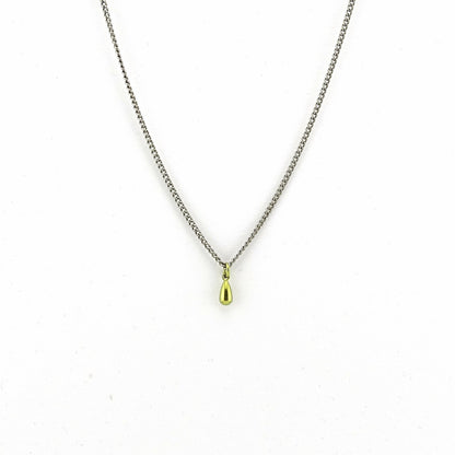 Tiny Gold Teardrop Titanium Necklace, Gold Anodized Titanium Droplet, Nickel Free Hypoallergenic Titanium Chain Necklace for Sensitive Skin