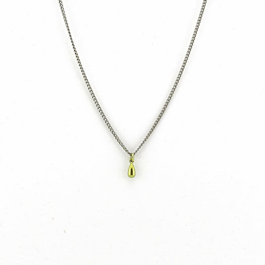 Tiny Gold Teardrop Titanium Necklace, Gold Anodized Titanium Droplet, Nickel Free Hypoallergenic Titanium Chain Necklace for Sensitive Skin