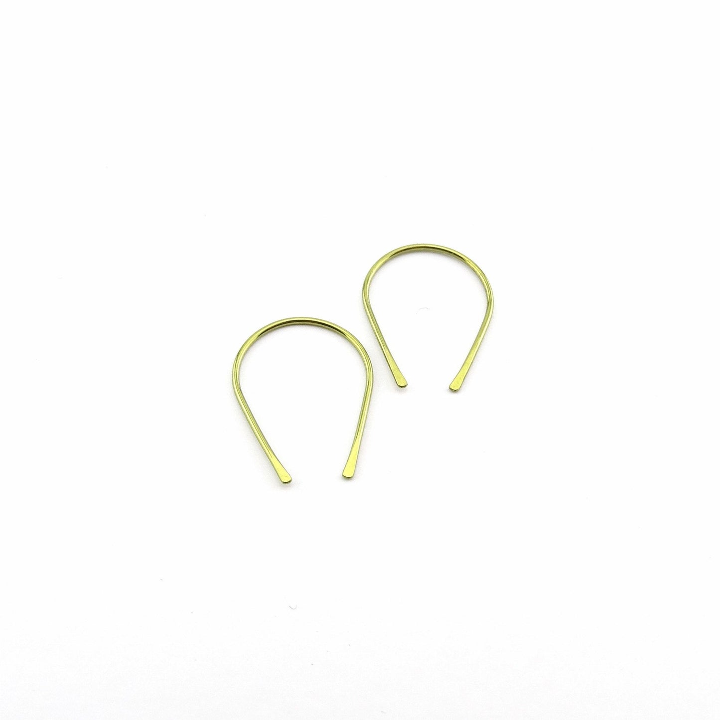 Gold Niobium Horseshoe Threader Earrings, Nickel Free Hypoallergenic Threaders for Sensitive Ears, U Shaped Arch Open Hoop Slider Earrings