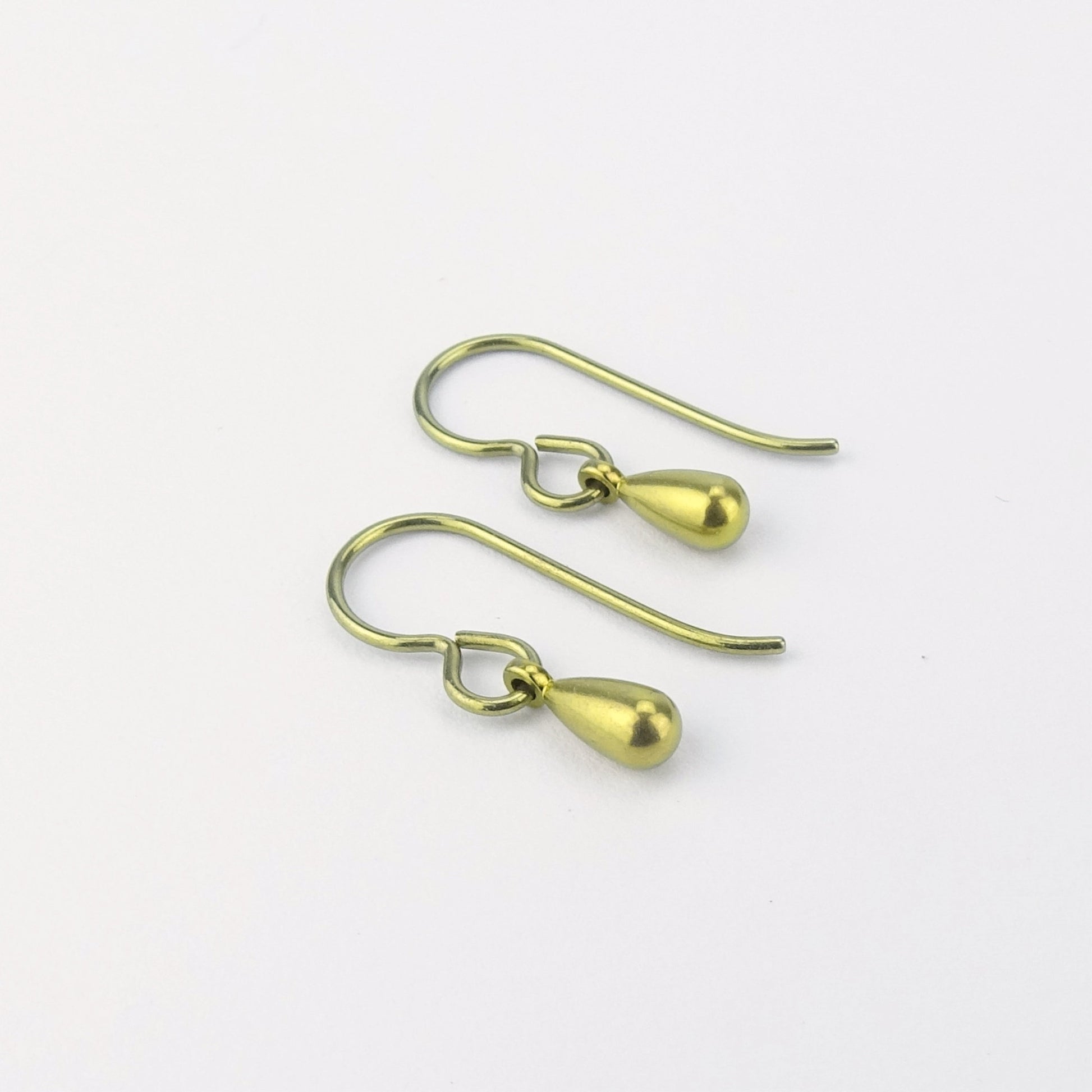 Tiny Gold Titanium Teardrop Earrings, Nickel Free Drop Earrings for Sensitive Ears, Hypoallergenic Titanium Jewellery