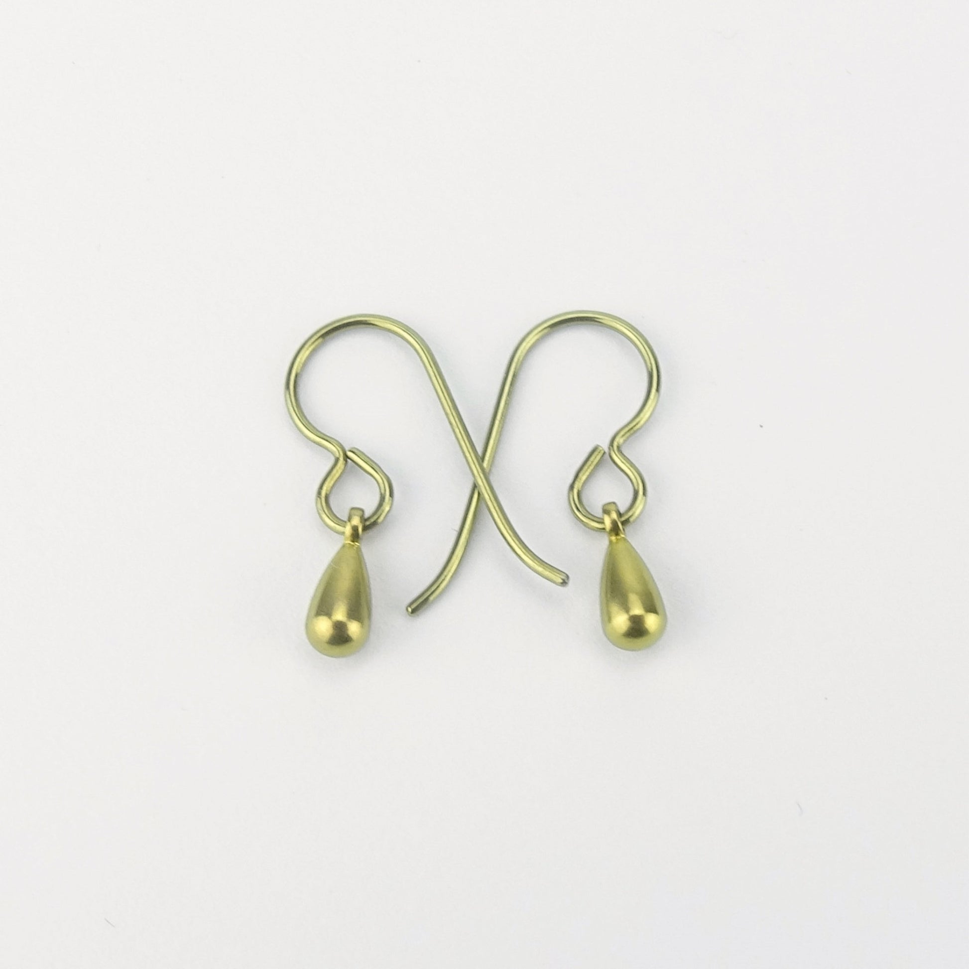 Tiny Gold Titanium Teardrop Earrings, Nickel Free Drop Earrings for Sensitive Ears, Hypoallergenic Titanium Jewellery