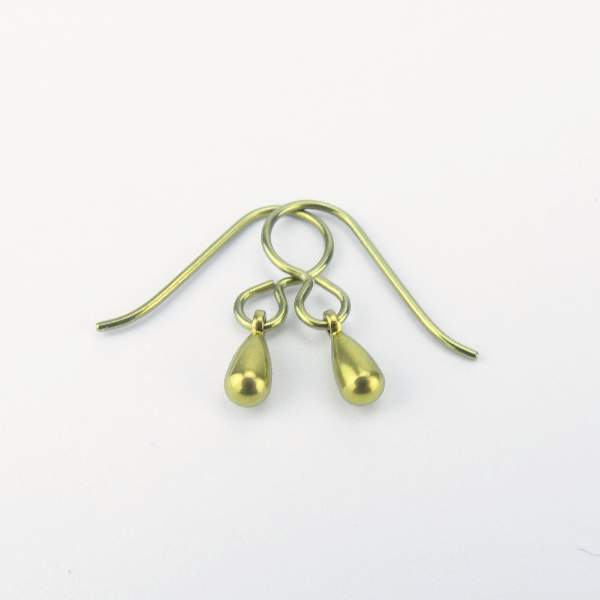 Tiny Gold Titanium Teardrop Earrings, Nickel Free Drop Earrings for Sensitive Ears, Hypoallergenic Titanium Jewellery