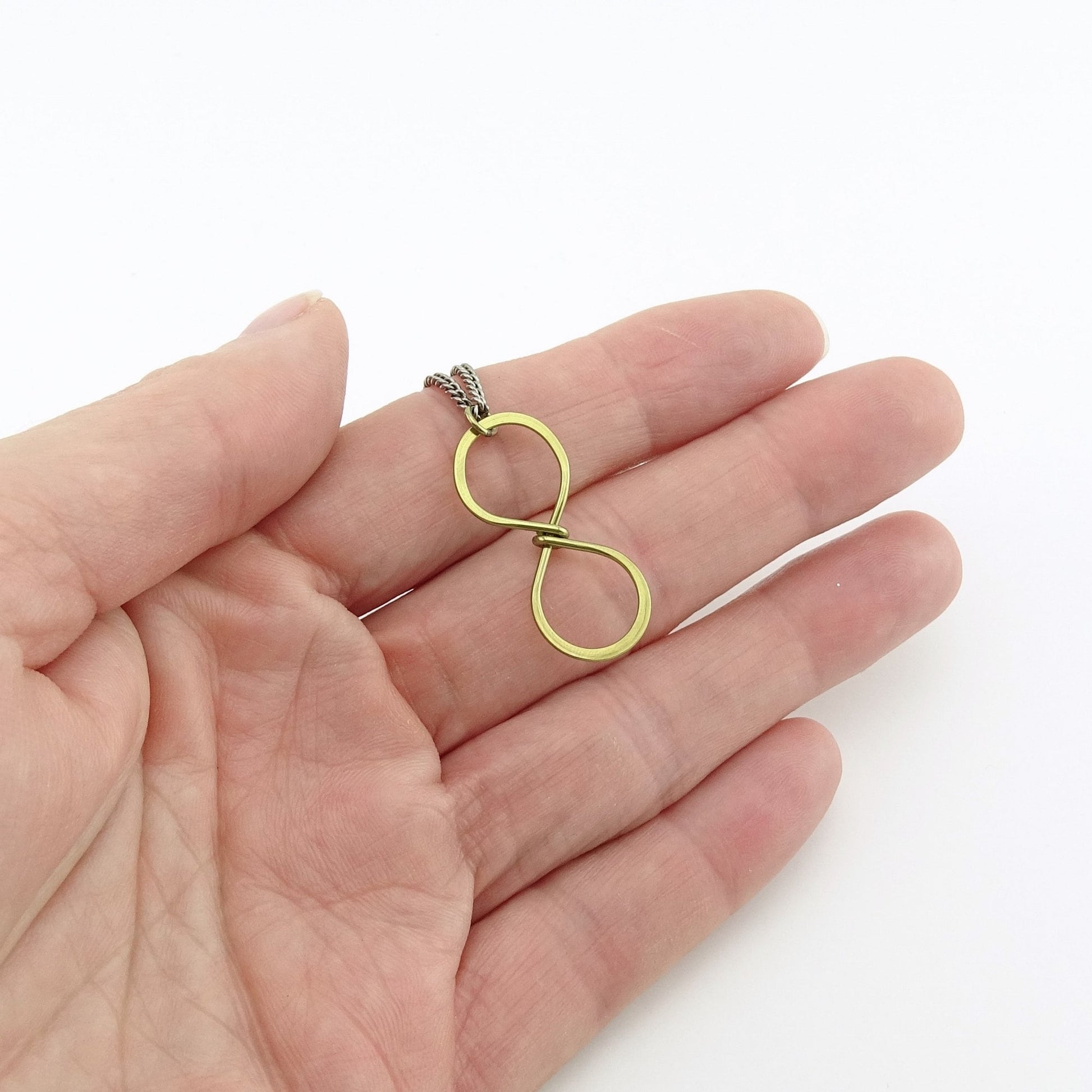 Gold Infinity Titanium Necklace, Yellow Gold Niobium Eternity Symbol Necklace for Sensitive Skin, Nickel Free Hypoallergenic Jewelry