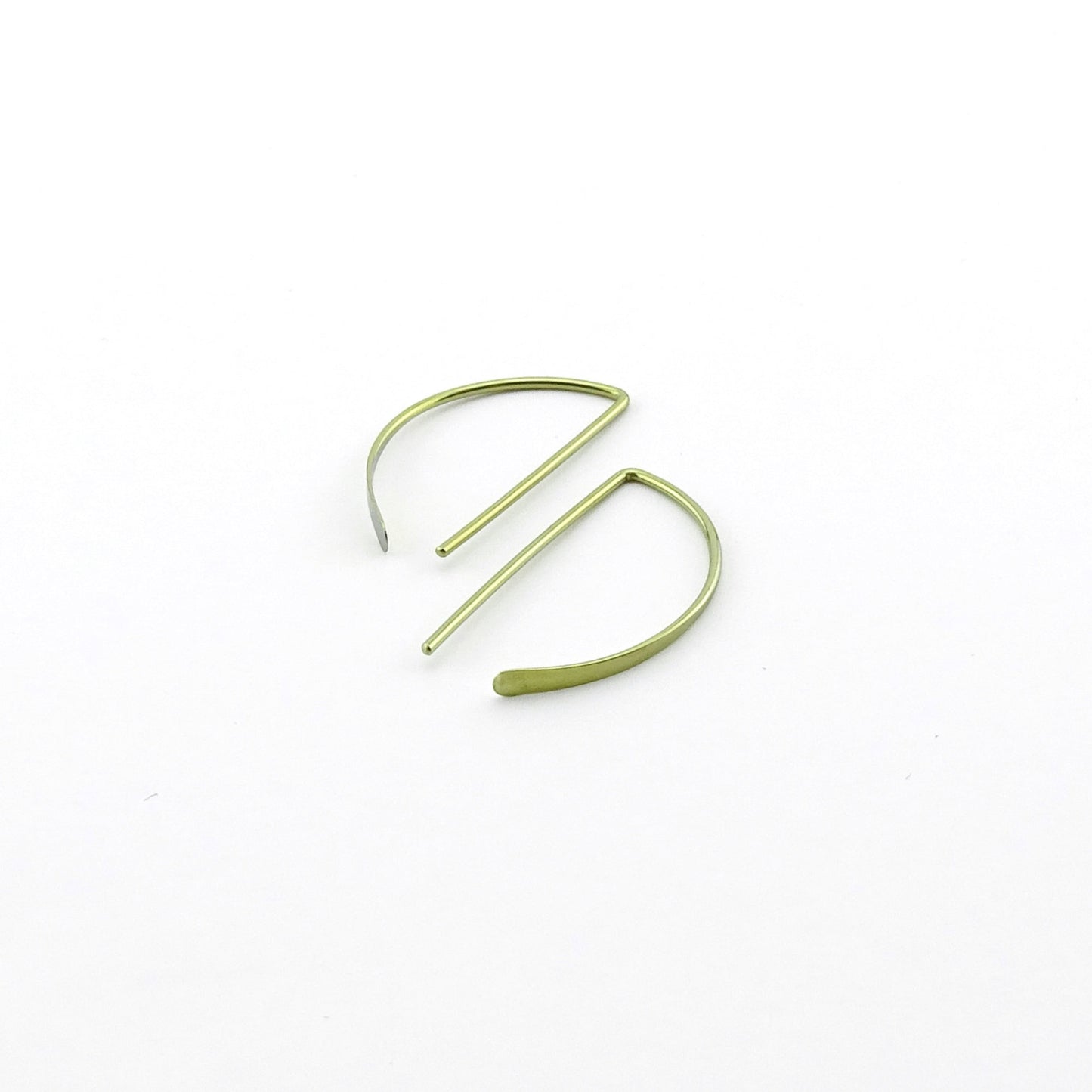 Gold Niobium Half a Hoop Threader Earrings, Gold Nickel Free D Shaped Slider Earrings, Niobium Small Open Hoops, Hypoallergenic Semi Circle