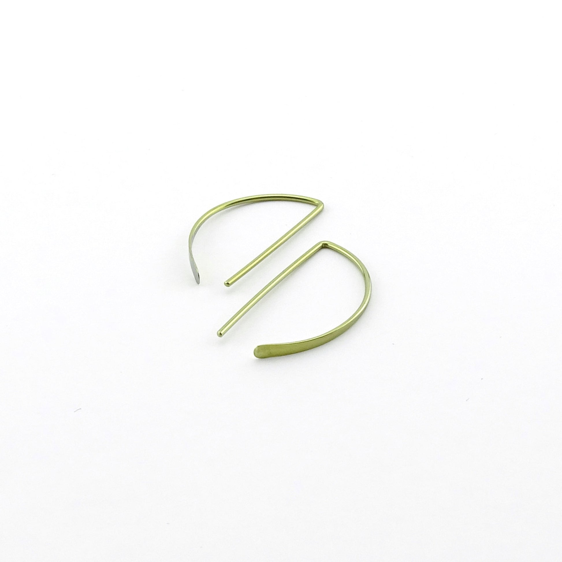 Gold Niobium Half a Hoop Threader Earrings, Gold Nickel Free D Shaped Slider Earrings, Niobium Small Open Hoops, Hypoallergenic Semi Circle