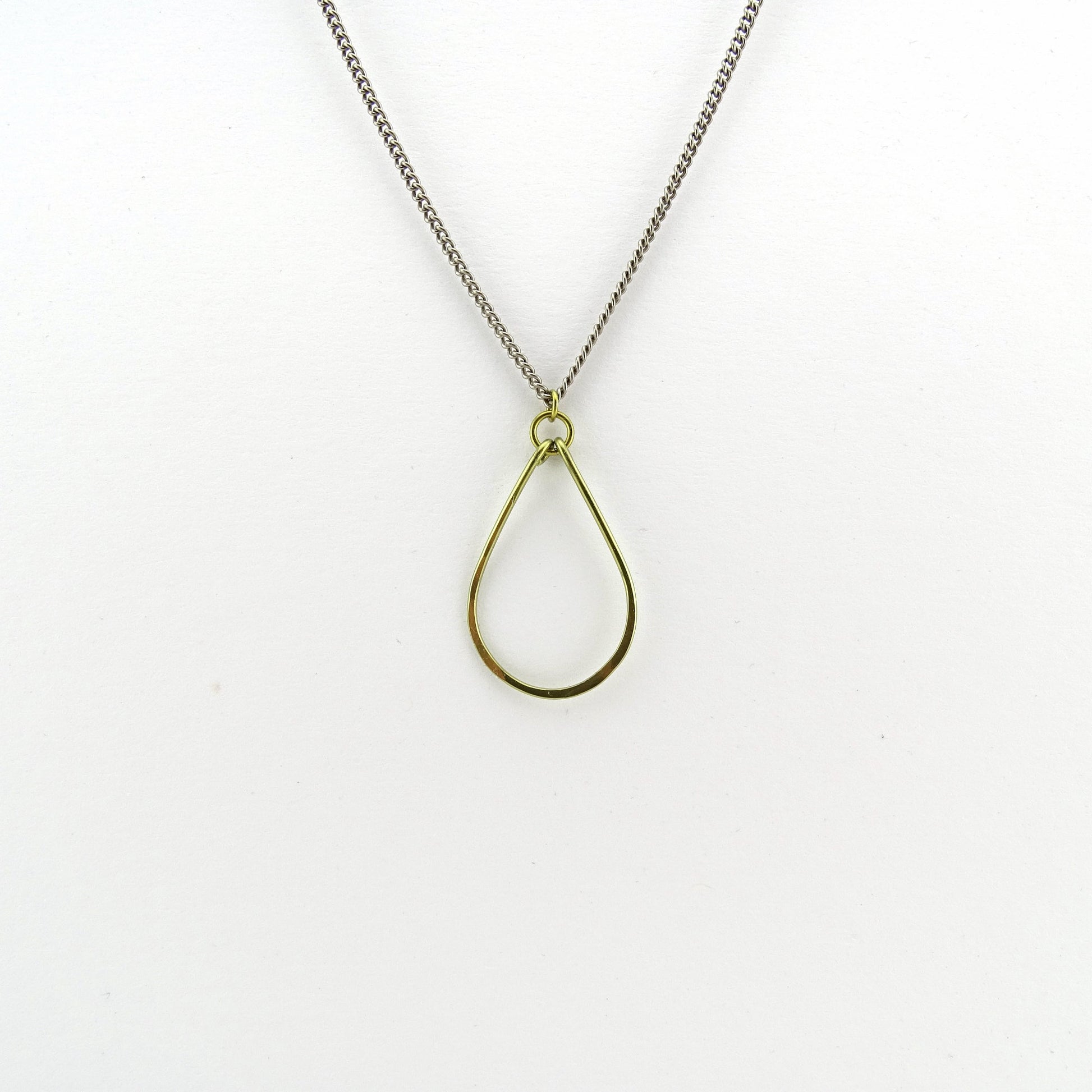 Gold Teardrop Titanium Necklace, Niobium Drop Necklace, Gold color Nickel Free Hypoallergenic Titanium Drop Necklace for Sensitive Skin