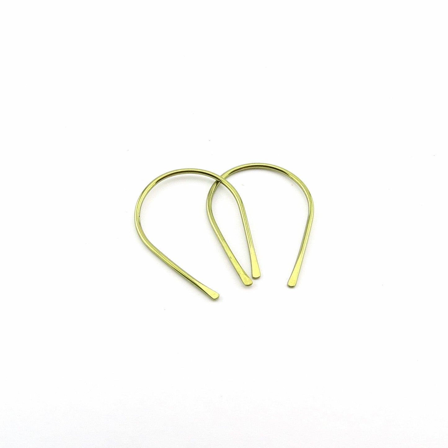 Gold Niobium Horseshoe Threader Earrings, Nickel Free Hypoallergenic Threaders for Sensitive Ears, U Shaped Arch Open Hoop Slider Earrings