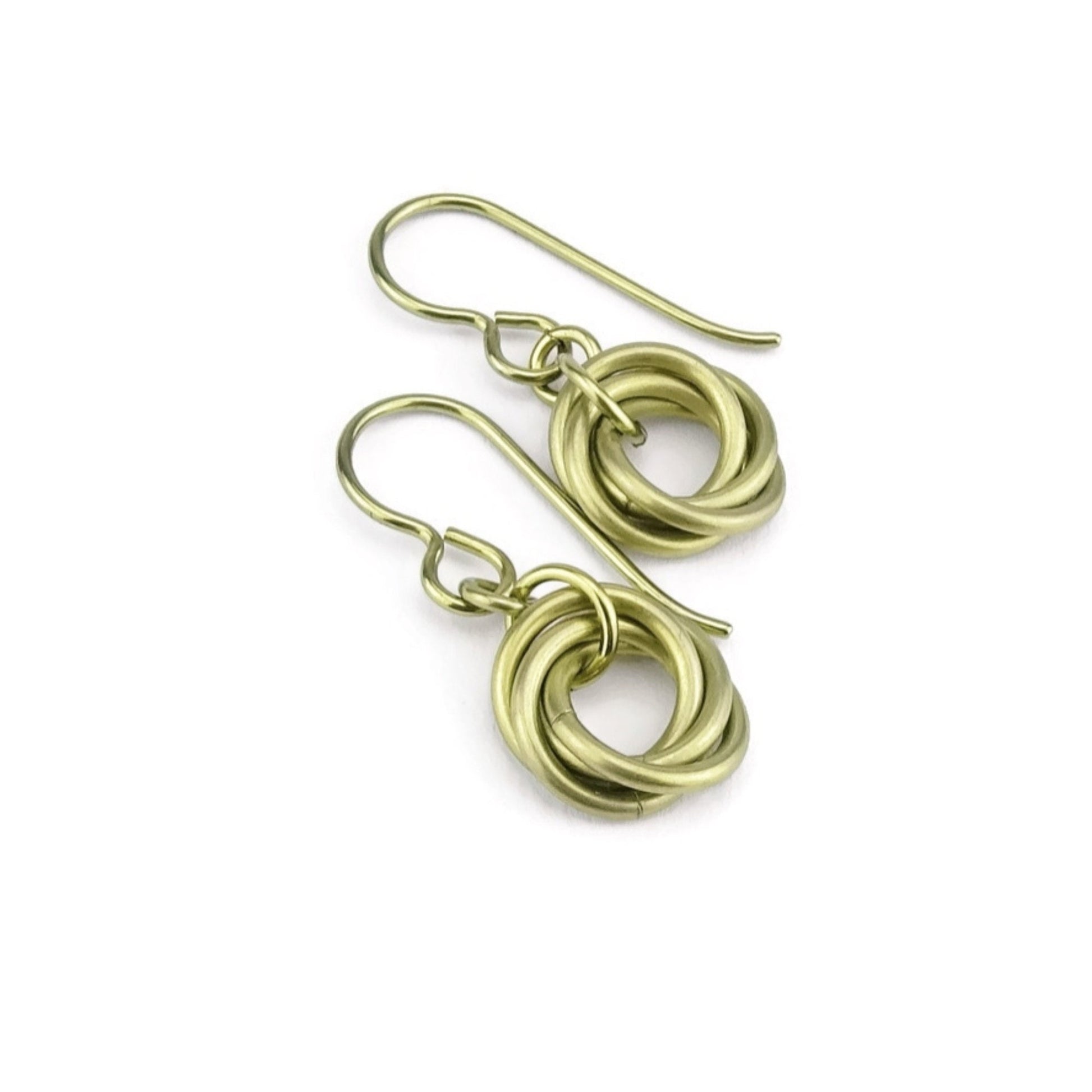 Gold Infinity Niobium Earrings, Yellow Gold Mobius Earrings for Sensitive Ears, Hypoallergenic Nickel Free Niobium Eternity Earrings