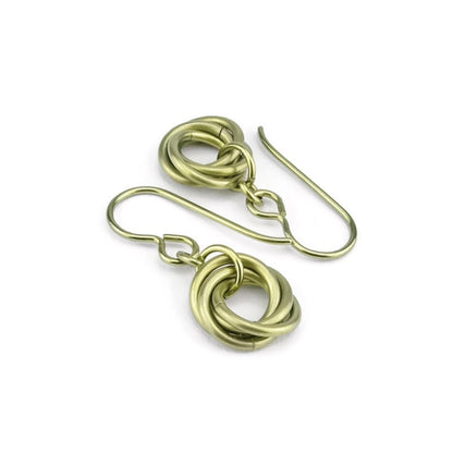 Gold Infinity Niobium Earrings, Yellow Gold Mobius Earrings for Sensitive Ears, Hypoallergenic Nickel Free Niobium Eternity Earrings