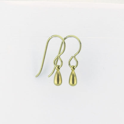 Tiny Gold Titanium Teardrop Earrings, Nickel Free Drop Earrings for Sensitive Ears, Hypoallergenic Titanium Jewellery