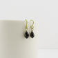 Black Crystal Teardrop, Gold Color Anodized Niobium Earrings, Jet Black Swarovski Crystal Nickel Free Sensitive Earrings, Hypoallergenic