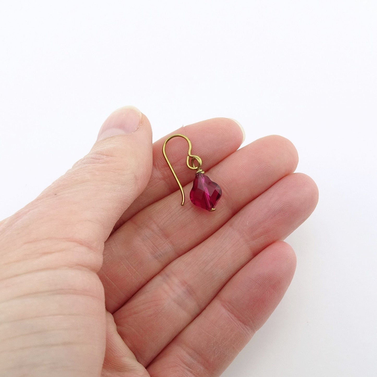 Ruby Baroque Crystal Earrings, Gold Niobium Earrings, Red Pink Swarovski Crystal, Hypoallergenic Nickel Free Earrings for Sensitive Ears