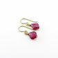 Ruby Baroque Crystal Earrings, Gold Niobium Earrings, Red Pink Swarovski Crystal, Hypoallergenic Nickel Free Earrings for Sensitive Ears