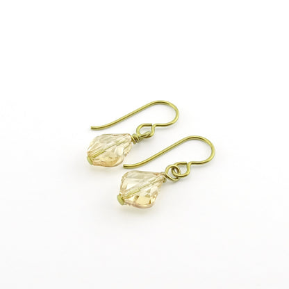 Golden Shadow Baroque Crystal Gold Niobium Earrings, Champagne Swarovski Crystal, Hypoallergenic Nickel Free Earrings for Sensitive Ears