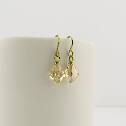 Golden Shadow Baroque Crystal Gold Niobium Earrings, Champagne Swarovski Crystal, Hypoallergenic Nickel Free Earrings for Sensitive Ears