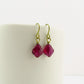 Ruby Baroque Crystal Earrings, Gold Niobium Earrings, Red Pink Swarovski Crystal, Hypoallergenic Nickel Free Earrings for Sensitive Ears