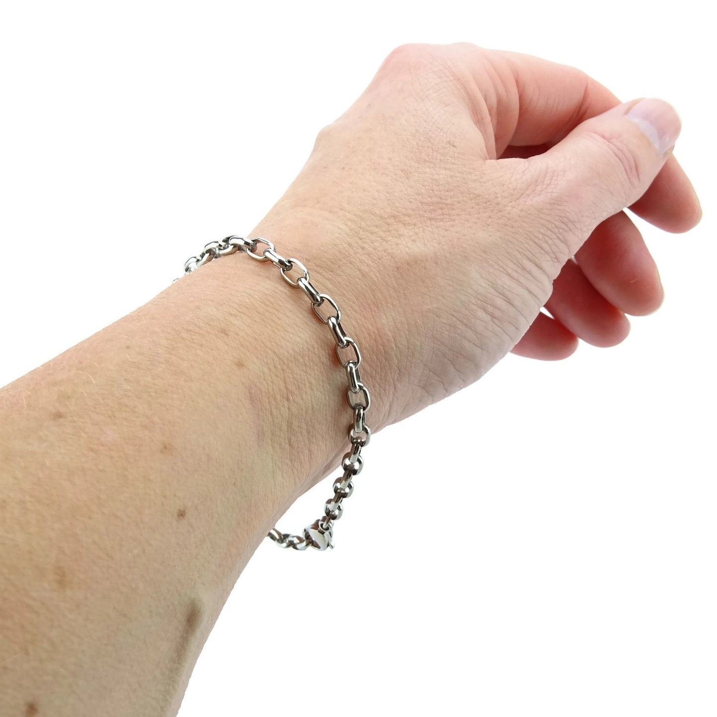 Half Round Oval Cable Link Titanium Bracelet