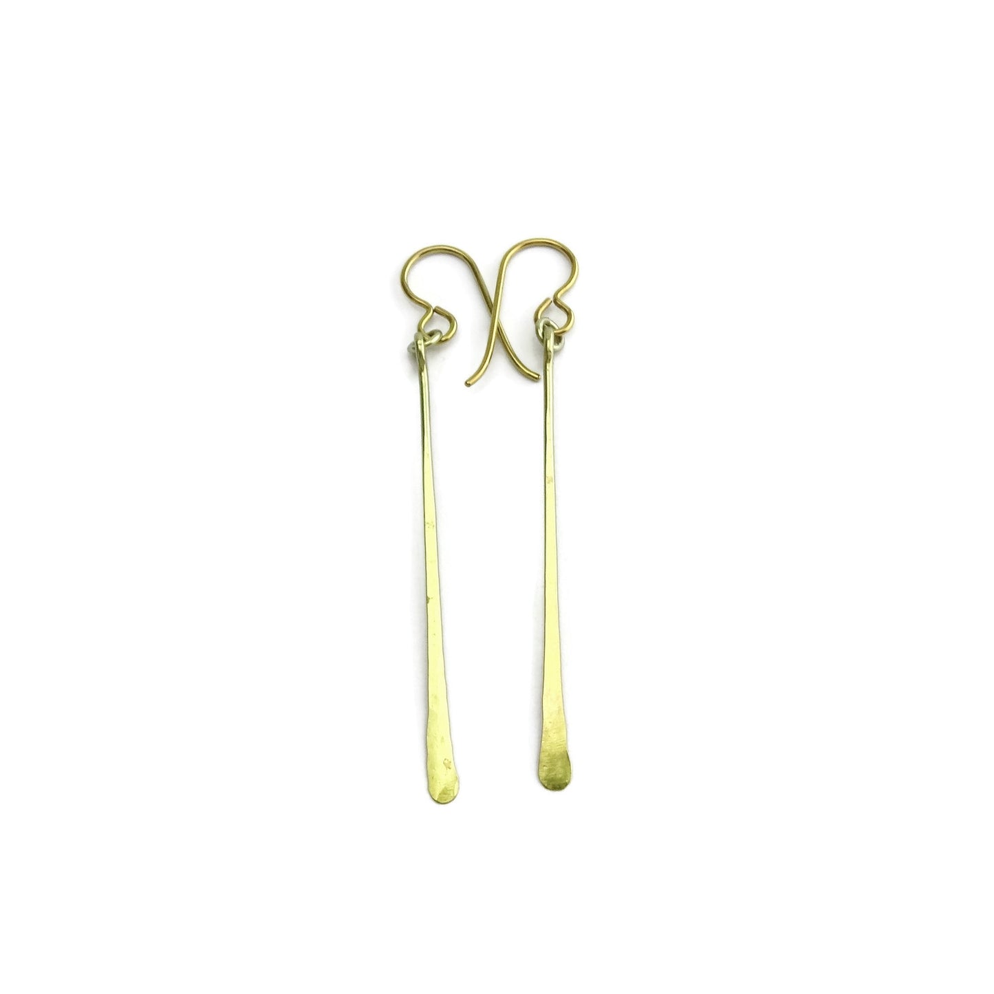 Gold Hammered Stick Niobium Earrings, Elegant Long Yellow Gold Niobium Hypoallergenic Bars, Nickel Free Earrings for Sensitive Ears Titanium