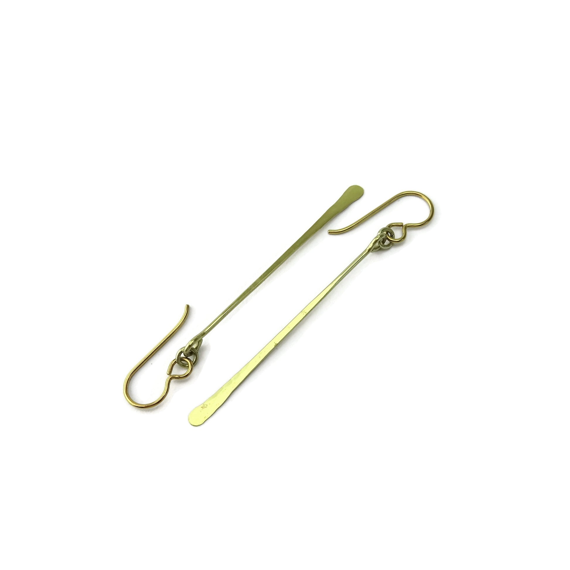 Gold Hammered Stick Niobium Earrings, Elegant Long Yellow Gold Niobium Hypoallergenic Bars, Nickel Free Earrings for Sensitive Ears Titanium