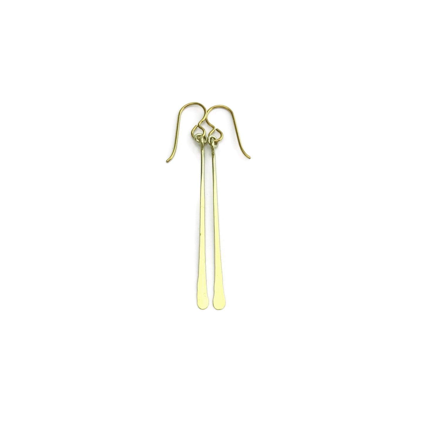 Gold Hammered Stick Niobium Earrings, Elegant Long Yellow Gold Niobium Hypoallergenic Bars, Nickel Free Earrings for Sensitive Ears Titanium