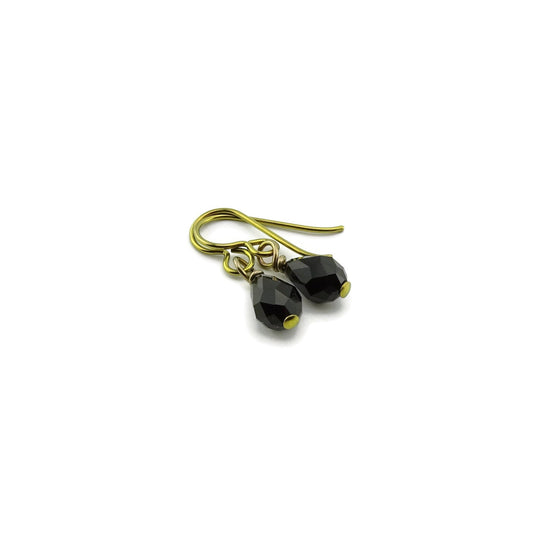 Black Crystal Teardrop, Gold Color Anodized Niobium Earrings, Jet Black Swarovski Crystal Nickel Free Sensitive Earrings, Hypoallergenic