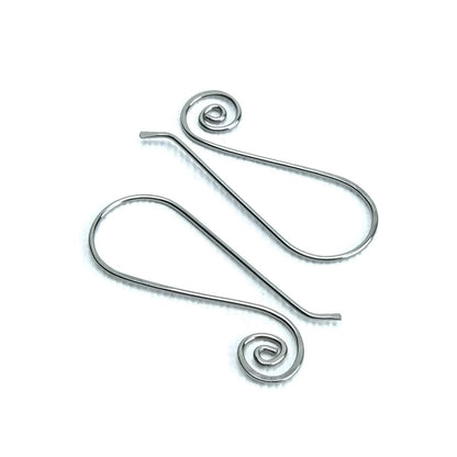 Niobium Earwires Swan Spiral Hooks, Hypoallergenic Ear Wires Silver-color Niobium Earrings for Sensitive Ears, Niobium Jewellery