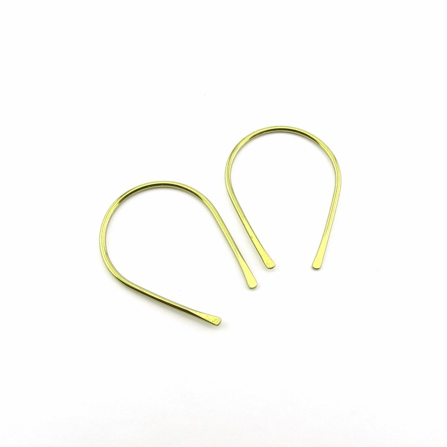 Gold Niobium Horseshoe Threader Earrings, Nickel Free Hypoallergenic Threaders for Sensitive Ears, U Shaped Arch Open Hoop Slider Earrings