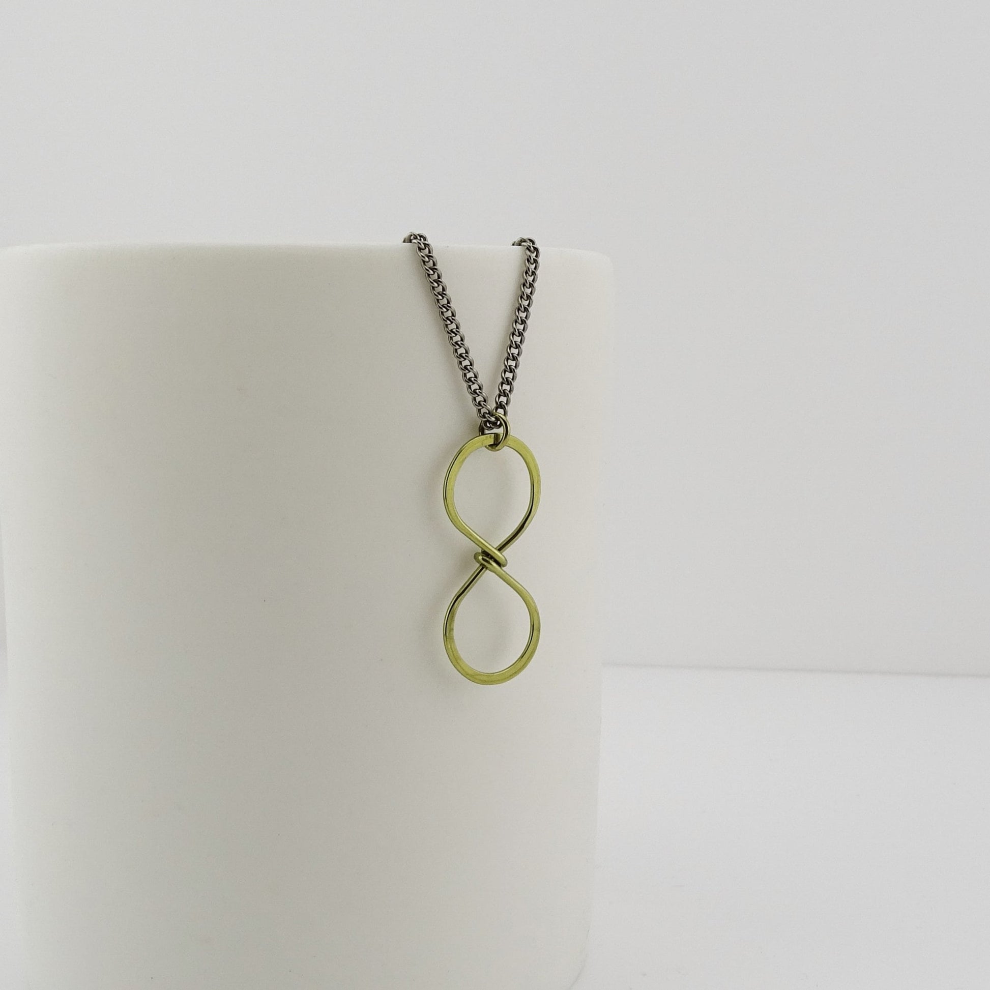 Gold Infinity Titanium Necklace, Yellow Gold Niobium Eternity Symbol Necklace for Sensitive Skin, Nickel Free Hypoallergenic Jewelry
