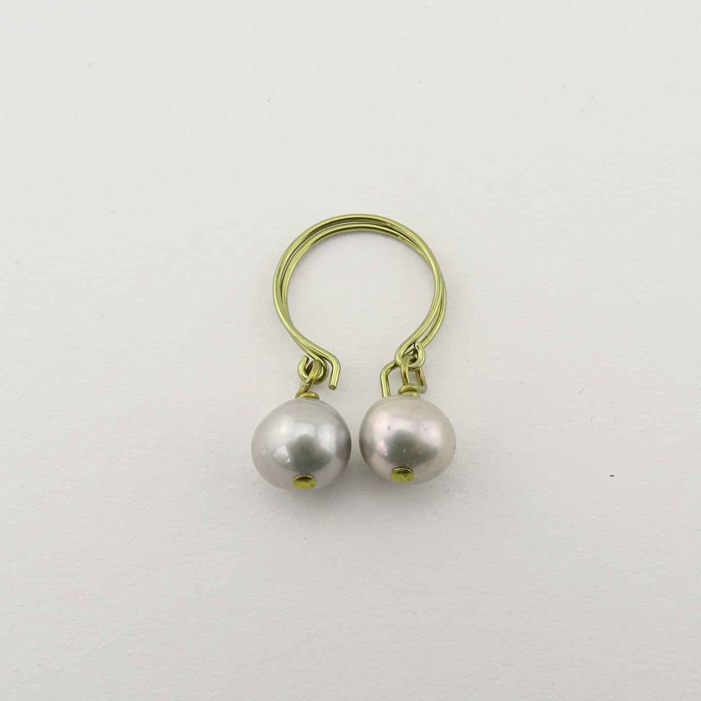 Gray Pearl Earrings, Yellow Gold Niobium Nickel Free Earrings, Freshwater Pearls Hypoallergenic Earrings for Sensitive Ears, Non Allergenic