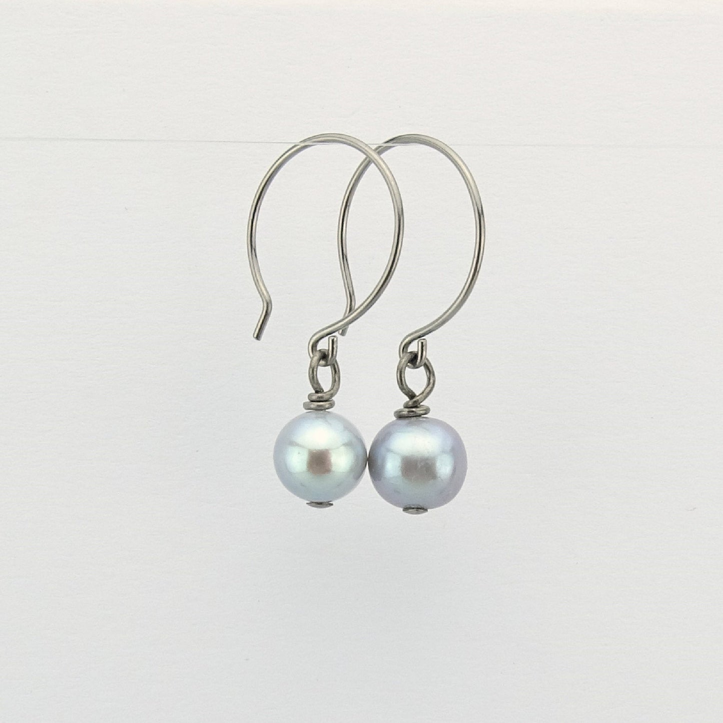 Gray Pearl Earrings, Niobium Earrings, Grey Freshwater Pearls Titanium Earrings, Hypoallergenic Hoop Nickel Free Earrings for Sensitive Ears