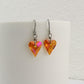 Orange Pink Heart Titanium Earrings