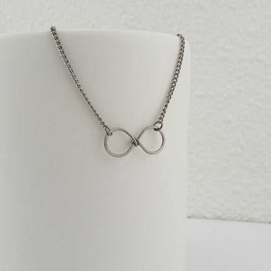 Infinity Charm Titanium Necklace for Sensitive Skin, Endless Love Symbol Niobium Necklace, Nickel Free Hypoallergenic Eternity Friendship