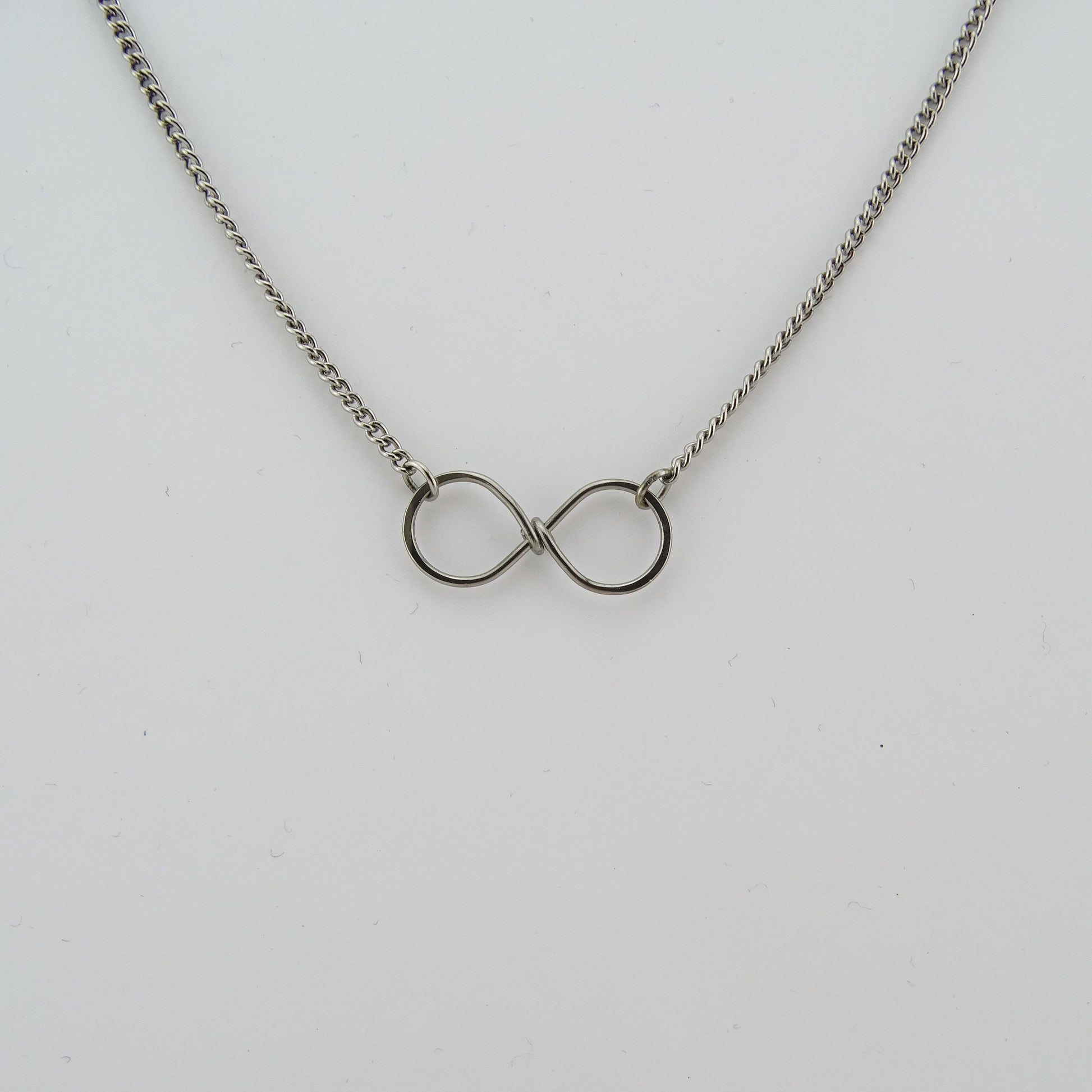 Infinity Charm Titanium Necklace for Sensitive Skin, Endless Love Symbol Niobium Necklace, Nickel Free Hypoallergenic Eternity Friendship