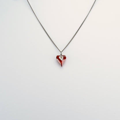 Magna Red Heart Titanium Necklace, Niobium Wrapped Swarovski Crystal, Hypoallergenic Nickel Free Pure Titanium Necklace For Sensitive Skin