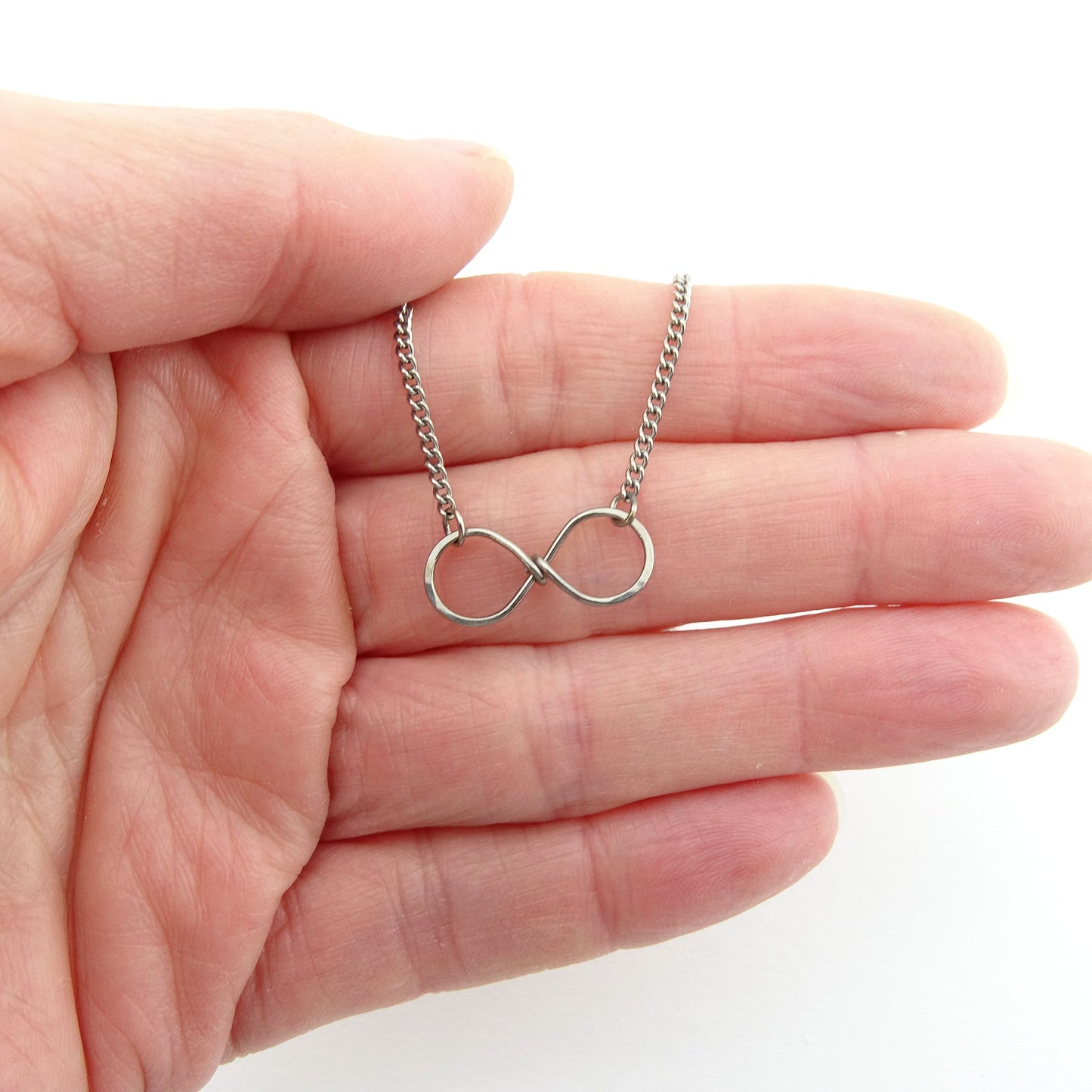 Infinity Charm Titanium Necklace for Sensitive Skin, Endless Love Symbol Niobium Necklace, Nickel Free Hypoallergenic Eternity Friendship