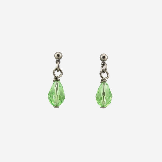 Peridot Green Drop Titanium Dangle Stud, Swarovski Crystal Teardrop Earrings, Hypoallergenic Nickel Free Titanium Sensitive Ears Earrings