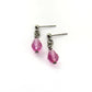 Rose Pink Teardrop Titanium Dangle Stud, Swarovski Crystal Drop Earrings, Hypoallergenic Nickel Free Titanium Earrings for Sensitive Ears