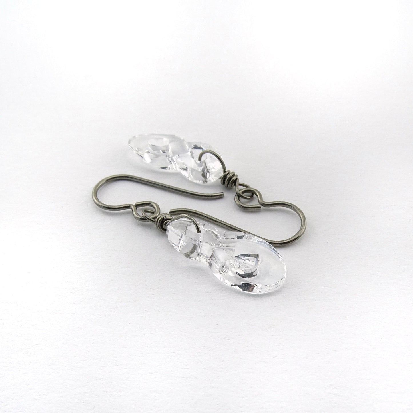 Clear Crystal Infinity Symbol Titanium Earrings, Swarovski Eternity Earrings for Sensitive Ears, Nickel Free Hypoallergenic Niobium Earrings