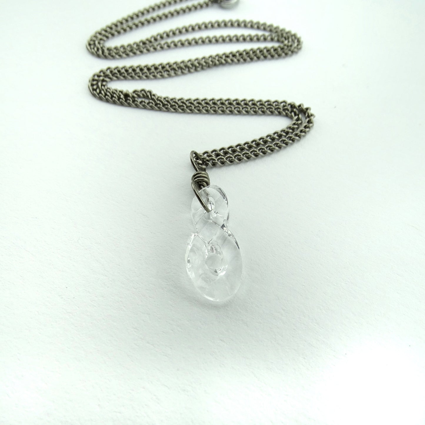 Clear Crystal Infinity Symbol Titanium Necklace, Swarovski Eternity Necklace for Sensitive Skin, Nickel Free Hypoallergenic Niobium Necklace