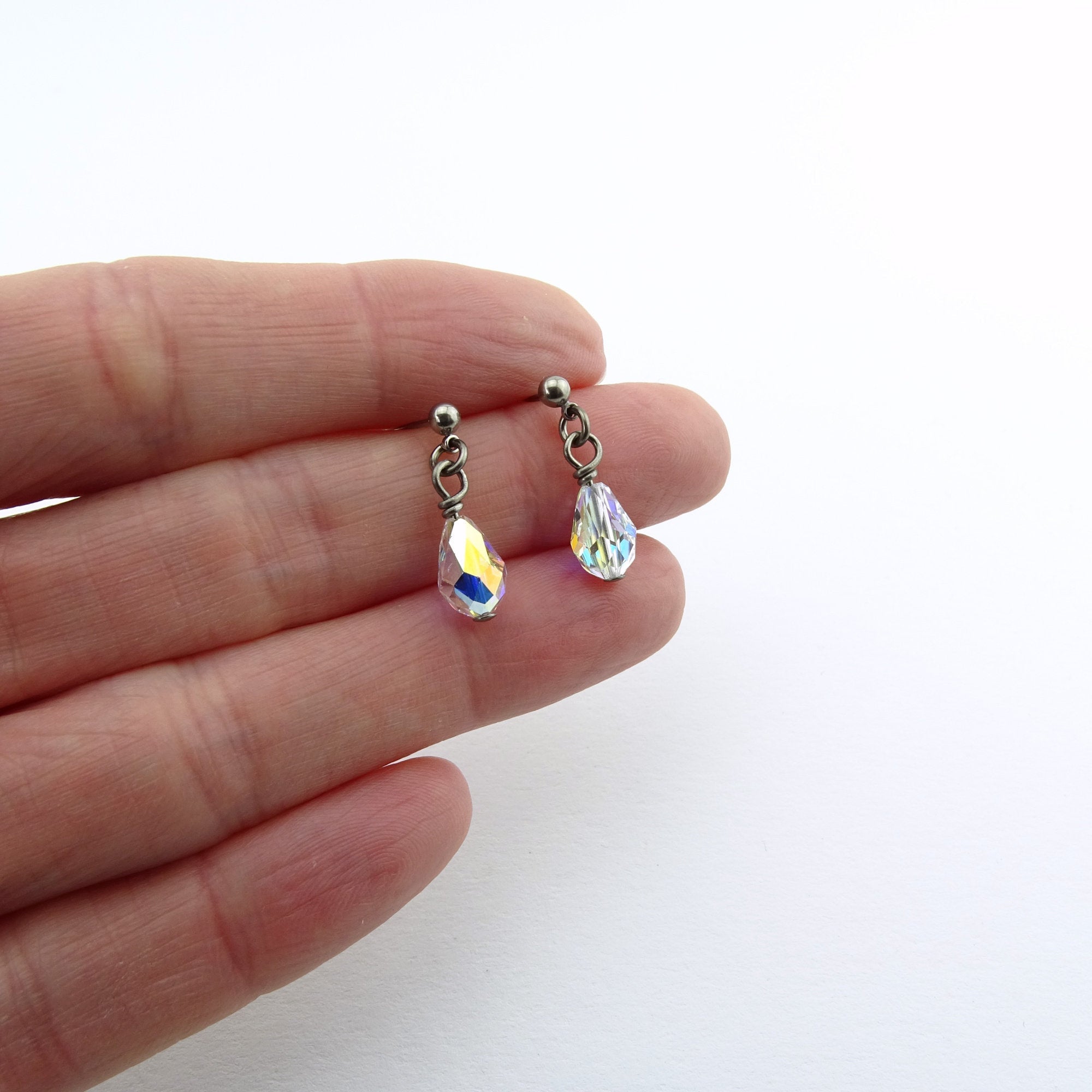 Faceted Quartz Earring | Quartz Stud Earring | Quartz Teardrop Earrings | Quartz Drop Earring | Bezel Teardrop | discount Gemstone Earrings