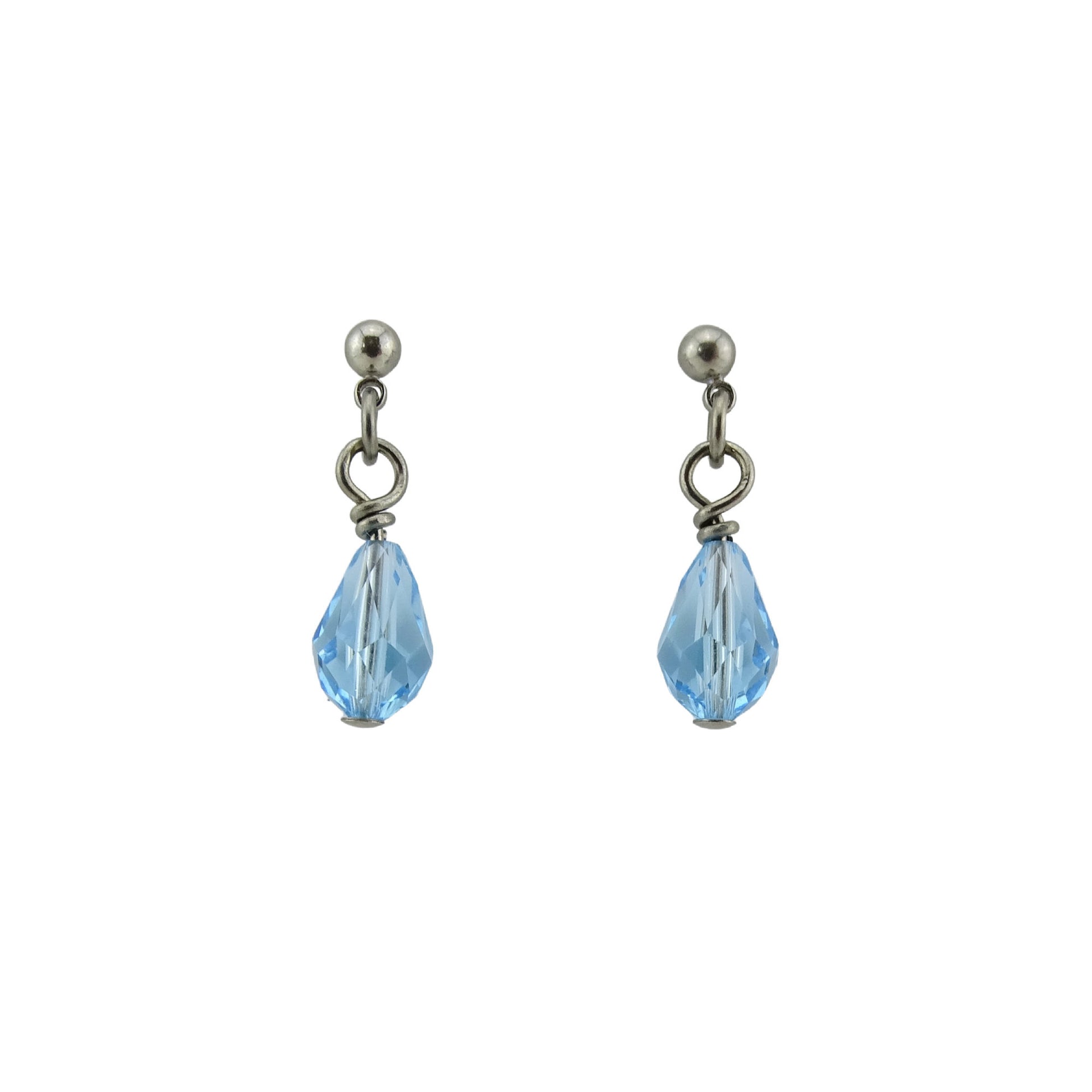 Titanium Post Earrings Aquamarine Drop Crystals | Nonita Jewelry