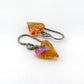 Orange Pink Heart Titanium Earrings