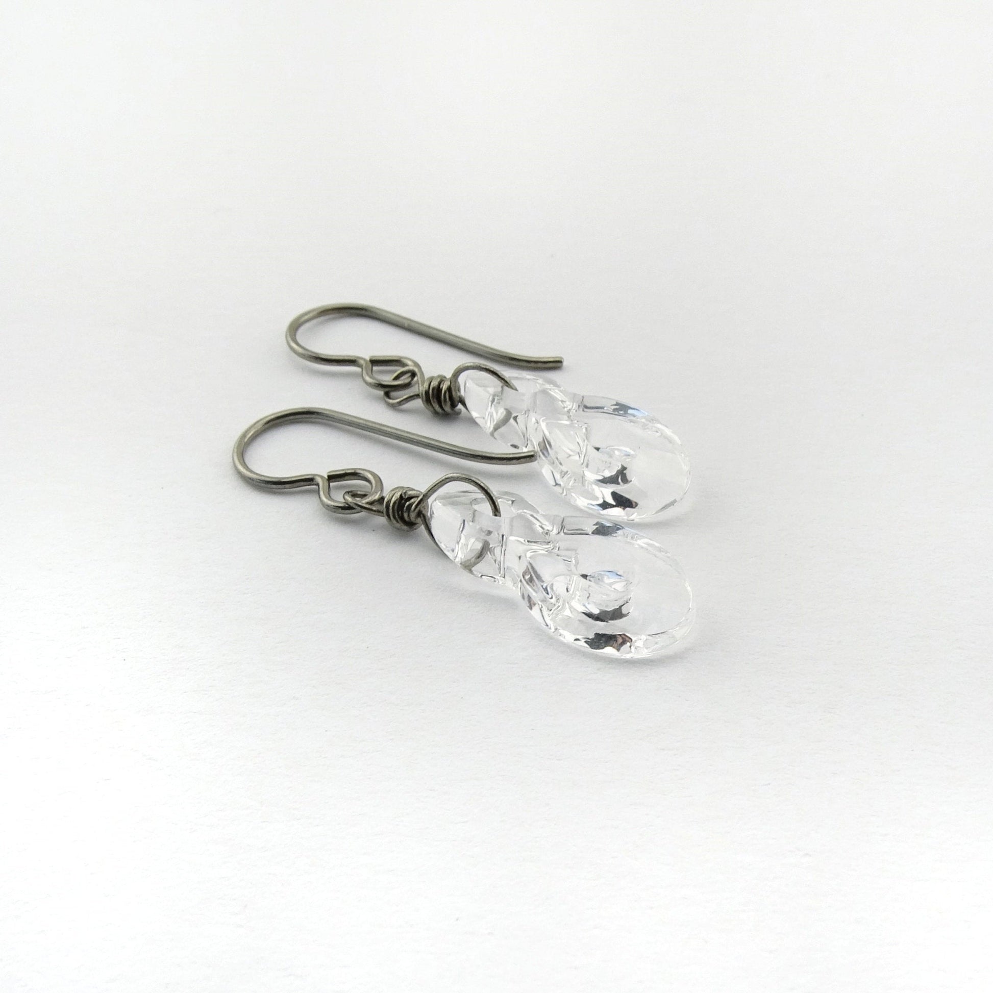 Clear Crystal Infinity Symbol Titanium Earrings, Swarovski Eternity Earrings for Sensitive Ears, Nickel Free Hypoallergenic Niobium Earrings