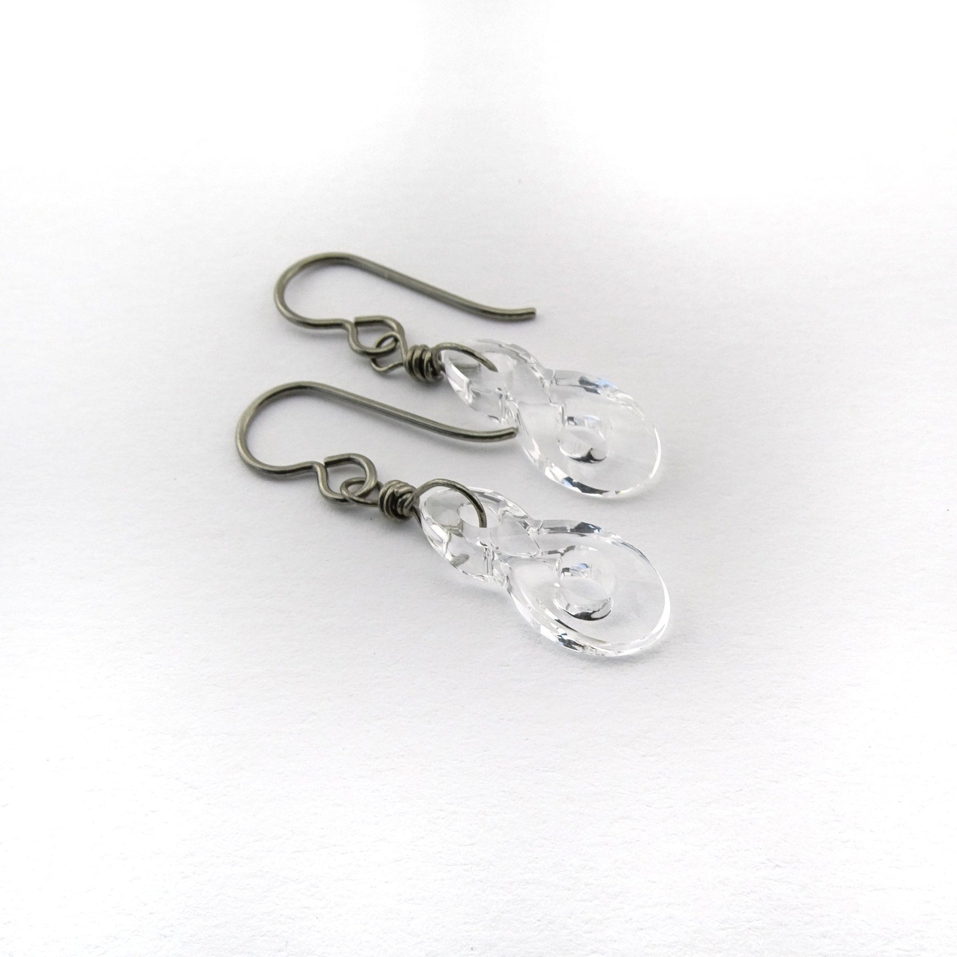 Clear Crystal Infinity Symbol Titanium Earrings, Swarovski Eternity Earrings for Sensitive Ears, Nickel Free Hypoallergenic Niobium Earrings