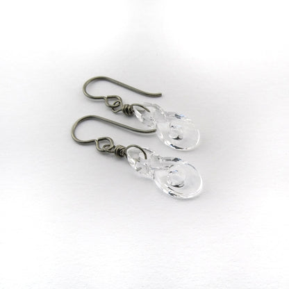 Clear Crystal Infinity Symbol Titanium Earrings, Swarovski Eternity Earrings for Sensitive Ears, Nickel Free Hypoallergenic Niobium Earrings