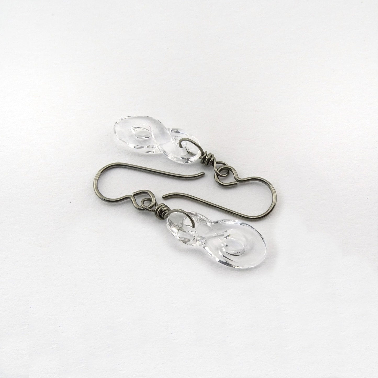 Clear Crystal Infinity Symbol Titanium Earrings, Swarovski Eternity Earrings for Sensitive Ears, Nickel Free Hypoallergenic Niobium Earrings